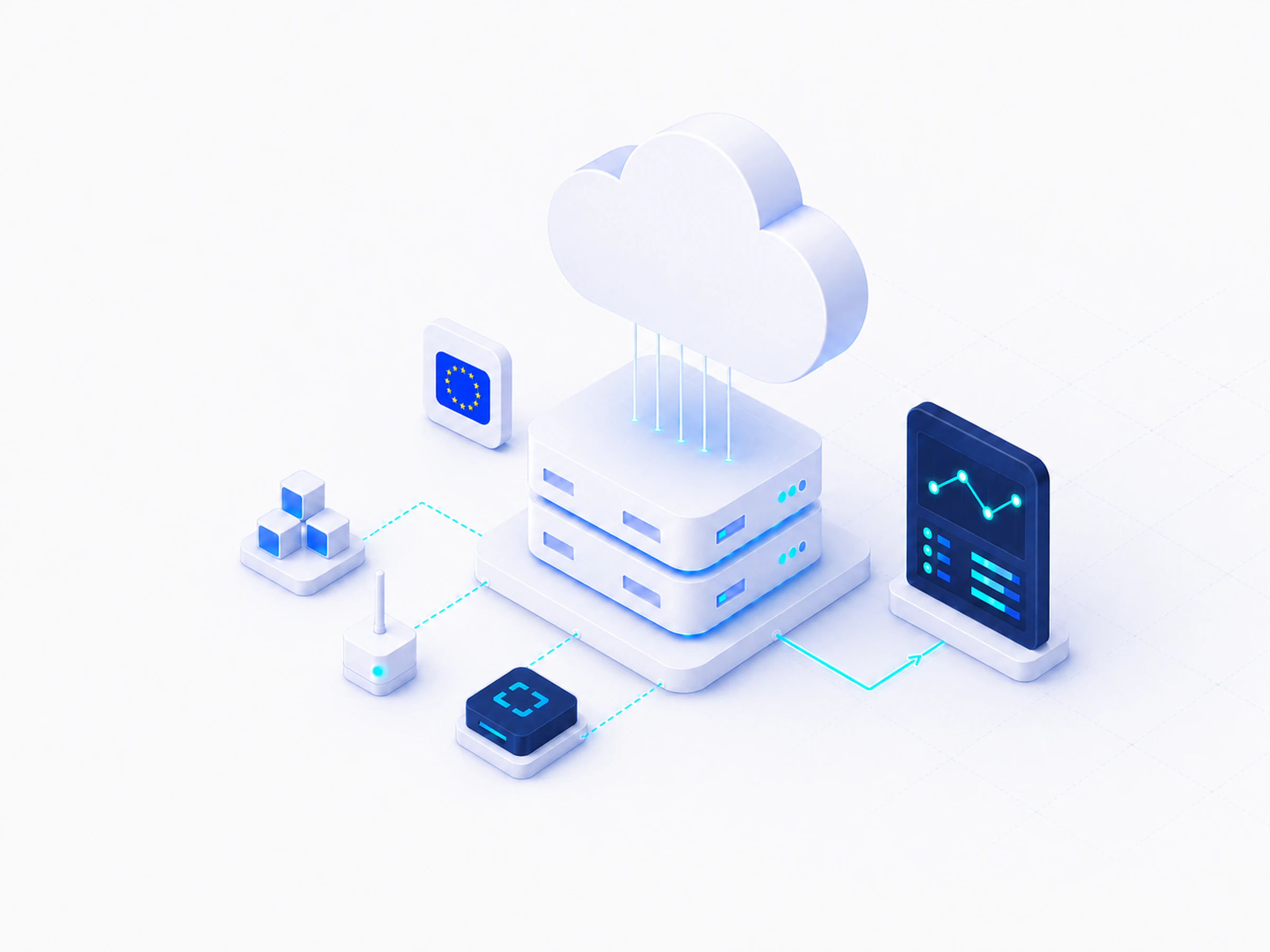 Illustration einer vernetzten Cloud-Plattform