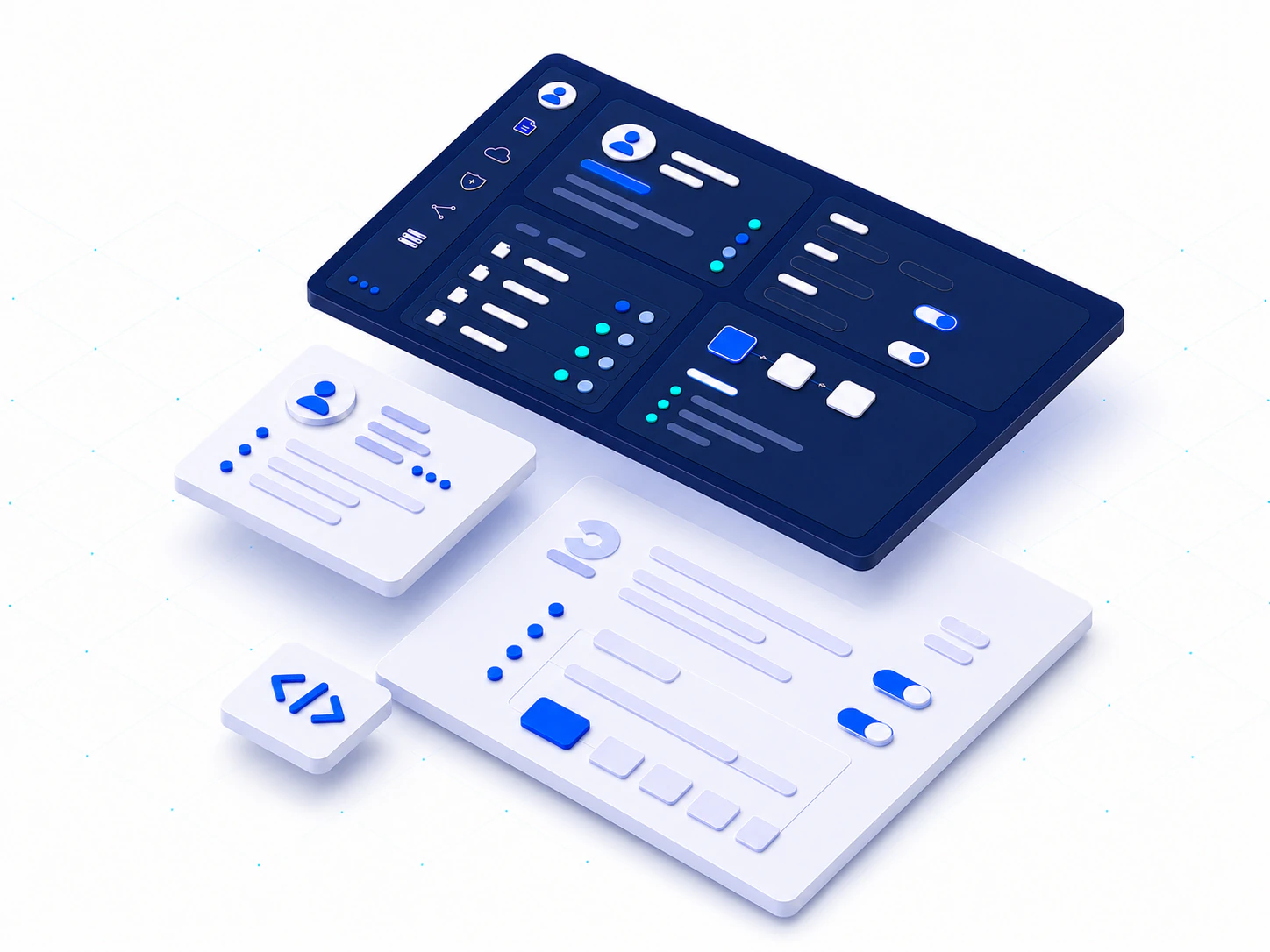 Illustration eines vernetzten Software-Dashboards